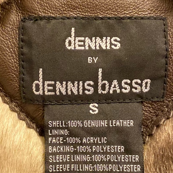 Dennis Basso Design Smooth Faux Fur & Brown Leather Coat. - Picture 5 of 11